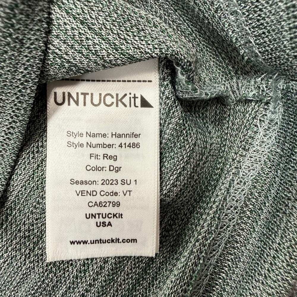 UNTUCKit Hannifer Polo Shirt Mens XL Dark Green Space Dye Performance 41486 - Picture 8 of 8